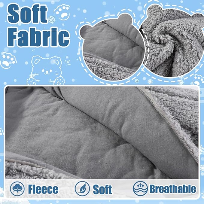 Fairy Baby Newborn Baby Winter Snowsuit Bear Thick Romper Footie Double Zip Hooded Jumpsuit Fleece Coat Infant Boy Girl 0-12M