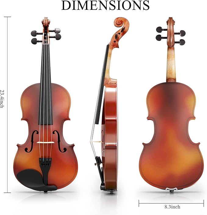 4/4 Beginner Violin Kit for Adults, Complete Full Size Violin Set with Portable Case, Bow, Rosin