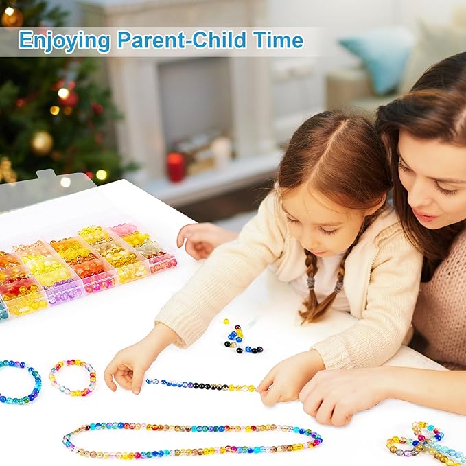 XSEINO About 1200pcs 6mm Crackle Glass Beads Bracelet Making Kit,24 Style Crack Sunshine Yellow Series Colorful Crystal Beads for Jewelry Bracelet Making,DIY Crafts,Friendship Bracelets,Necklaces