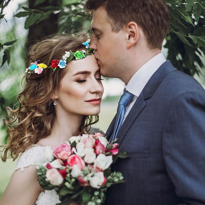 Syhood 20 Sets Flower Crowns Making Kit, Make Your Own Flower Crown Wreath Headbands and Bracelets Craft Kit Hair Accessories Handmade DIY Floral Garland Presents for Girls