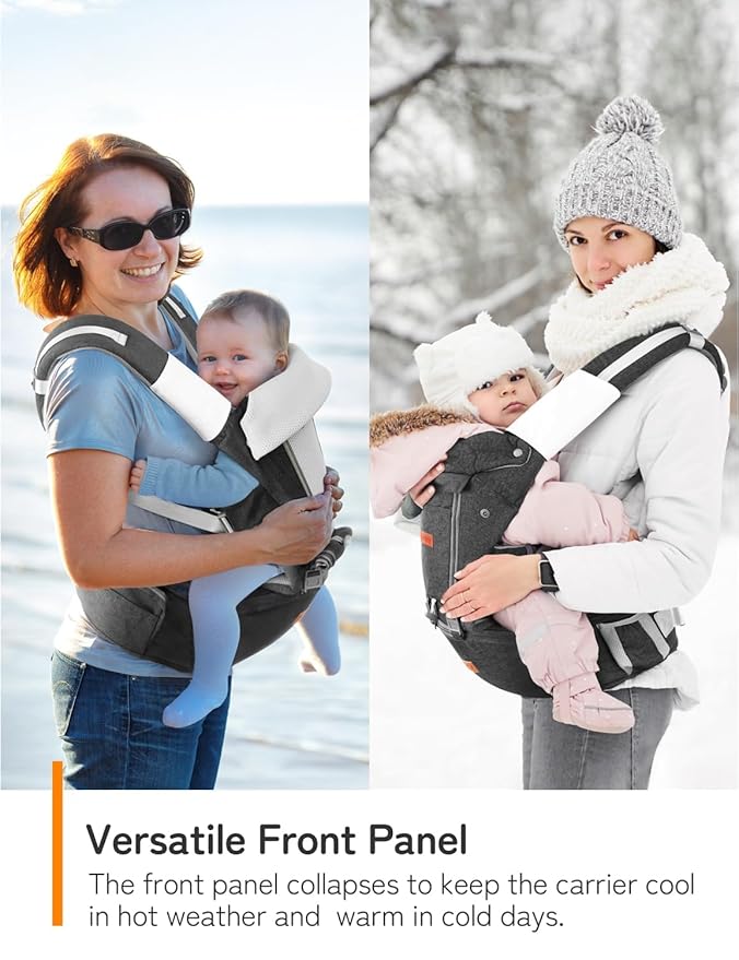 besrey Baby Carrier Hip Seat for Dad, Front Summer Infant Carrier Newborn to Toddler, Plus Men Backpack Holder, Harness for Carrying Infant, Hip Seat with Strap