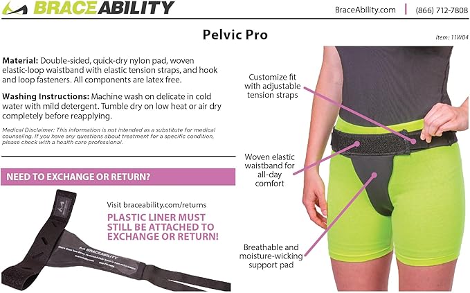 BraceAbility Pelvic Pro Prolapse Belt - Patented, Original Uterus Support Brace for Women Treating Dropped Bladder, Uterine Prolapse, Vulvar Varicosities, Postpartum, Symphysis Pubis Dysfunction (XL)