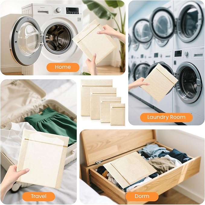 4Pcs Large Cotton Mesh Laundry Bags for Delicates,Breathable Mesh Garment Bag for Washing Machine,Travel Wash Bags with Zipper for Bras,Underwear,Socks,Clothes,Laundry Dorm Room Essentials(L)