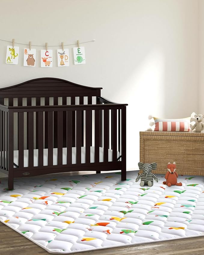 Odorless Premium Foam Baby Play Mat 4ft x 6ft, Soft Microfiber Fabric Crawling Mat for Floor- Comfortable and Hypoallergenic, Non-Slip Cushioned Floor Playpen mat for Infants,Babies,Toddlers