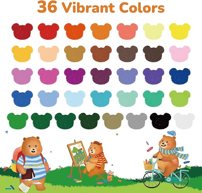 36 Color Twist Crayons for Toddlers 1-3 and Kids 4-8, Non-Toxic Washable Crayons 2-4, Ultra-Silky Easy-Grip Art Supplies, Ideal Coloring Gift for Boys and Girls