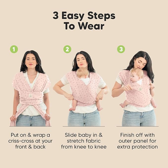 KeaBabies Baby Wrap Carrier - All in 1 Original Baby Carrier Newborn to Toddler Sling, Easy to Wear, Hands Free Bonding, Lightweight, Breathable Infant Wraps (Pink Daisies)