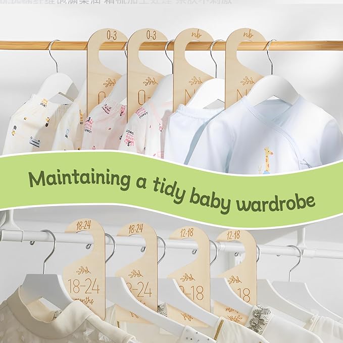 16Pcs Baby Closet Dividers Cute Baby Clothes Organizer Double Face Baby Closet Organizer for Clothes Organizer Wooden Baby Closet Dividers for Infant to Toddler