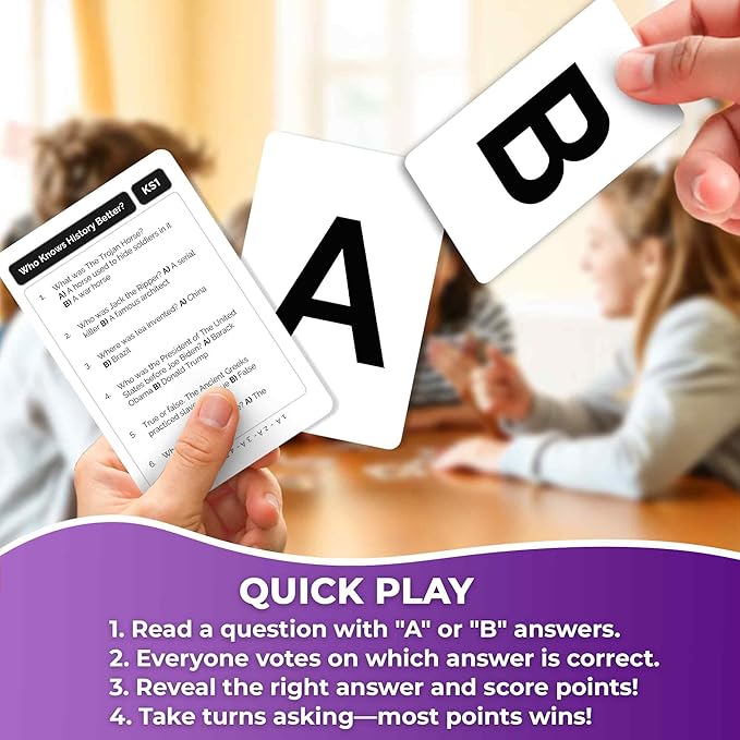 QUOKKA Who Knows Better? - History - Family Card Trivia Game | Fun Learning & Educational Questions for Families | Suitable for Boys & Girls