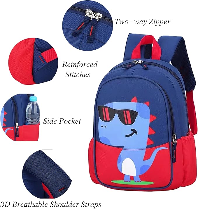 12 inch Kids Small Toddler Preschool Travel Backpack Cool Cute Cartoon Daypack (Dinosaur Green)