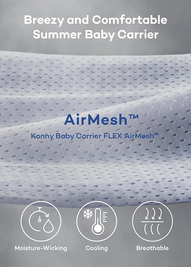Konny Baby Carrier Flex AirMesh with Head Support- Adjustable, Easy to Wear Baby Wrap Sling, Perfect for Newborn Babies Essentials up to 44 lbs (XS-XL) -Wood Rose