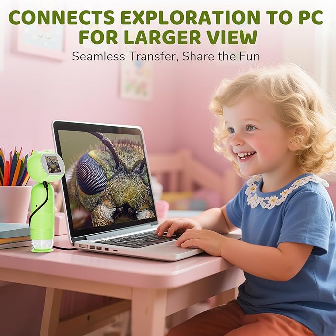 Microscope for Kids, Aurosports Kids Microscope Handheld, 1000X Pocket Miniscope Portable with Photo & Video - 2 Inch HD IPS Screen 32GB Digital Microscopes for Boys Girls Gifts