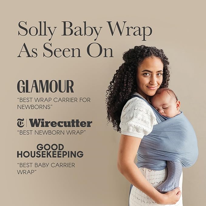 Solly Baby Wrap, Buttery-Soft Baby Carrier Newborn to Toddler 8-25 Lbs., Lightweight & Hands-Free Infant Sling Wrap, Breathable Summer Carrier, Baby Wearing & Postpartum Essential, New Mom Gift, Basil