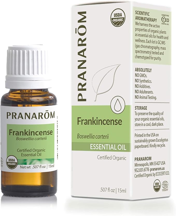 Pranarom USDA Certified Organic Frankincense Essential Oil (15ml), 100% Pure Undiluted Therapeutic Grade from Somalia for Aromatherapy, Diffuser, Skincare, Relaxation, Meditation
