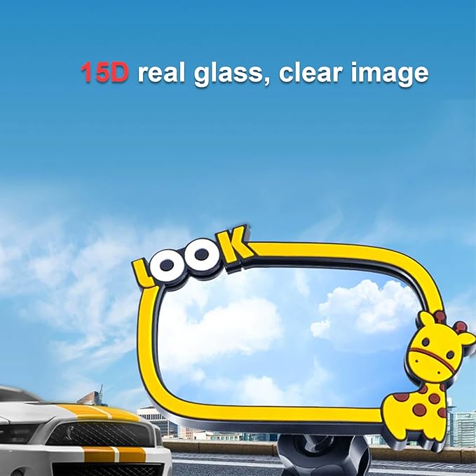Universal Car Interior Rearview Baby Mirror Wide Angle Convex Mirror Clip-on mirrors for Viewing Rear Passengers(giraffe)