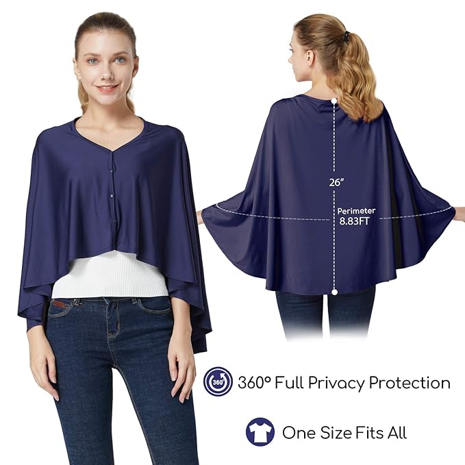 Nursing Cover & Baby Nursing Poncho,Multi Use Breastfeeding Cover for CarSeat Canopy, High Seat Cover, Stroller Cover, Shopping Cart Cover,Nursing Scarf for Boy and Girl by Kefee Kol (Blue)