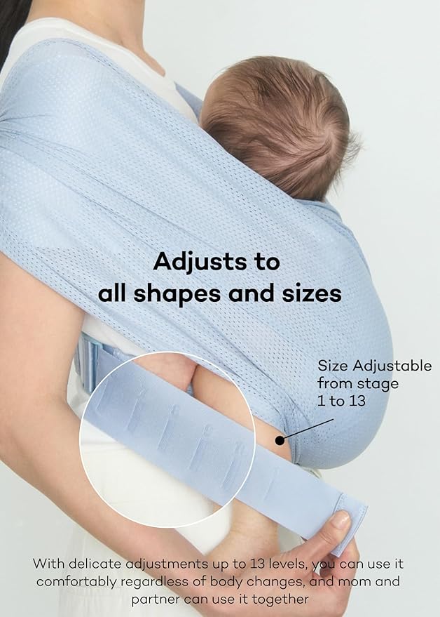 Konny Baby Carrier Flex AirMesh with Head Support- Adjustable, Easy to Wear Baby Wrap Sling, Perfect for Newborn Babies Essentials up to 44 lbs (XS-XL) - Pale Pink