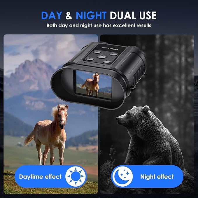 Night Vision Goggles,Compact Night Vision Binoculars,32GB Card Included, Photo/Video Capture,Outdoor Tools for Education, Wildlife Watching,Gifts for Boy, Gifts for Men, Gifts for Father (Black)