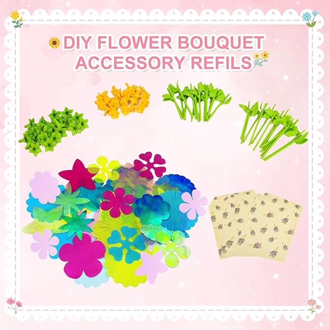 Xuoent Fabric Flower Bouquets Toys Accessories,DIY Flower Bouquet Kit Accessory,DIY Flowers Making Kit Accessories,Creative Arts and Crafts Accessories