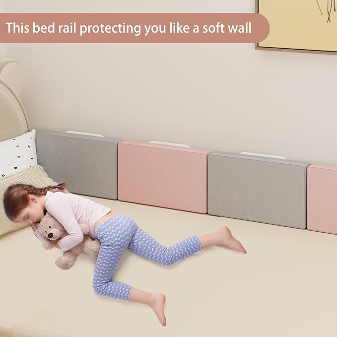 Bed Rail Bumpers for Toddlers, for Elderly Adults Safety, Adjustable Bed Side Guard Rails for Kids, Twin, Bunk, Queen & King Full Size Beds（Pink, 2 Packs）