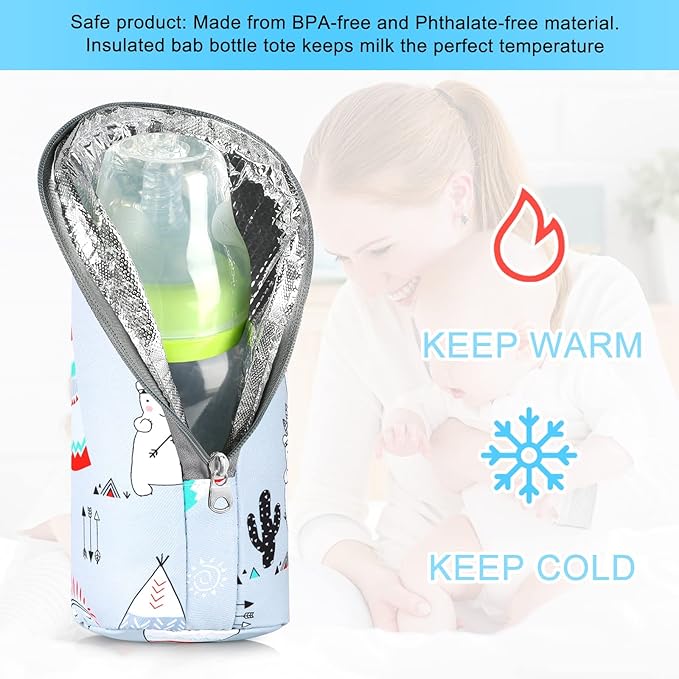 Accmor Baby Bottle Tote Bags, Insulated Breastmilk Cooler Bag, Nursing Bottle Warmer Bag for Nursing Mom Daycare Travel