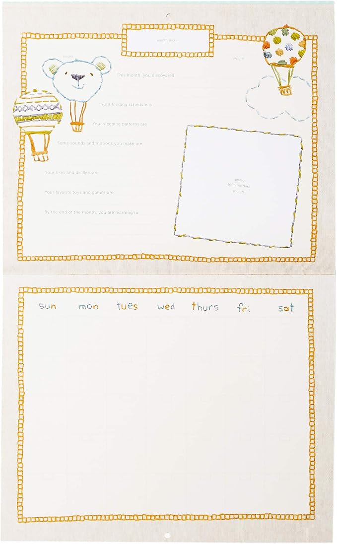 C.R. Gibson Animals 'Hello World' Baby Calendar Baby First Year Tracker, 11'' W x 18'' H