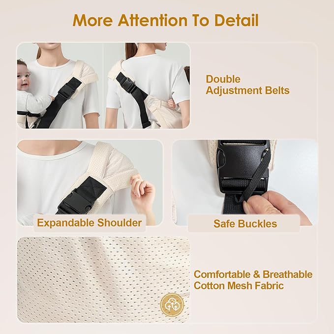 Toddler Sling Carrier, Easy to Wear Baby Carrier Sling 7-40 lbs, Adjustable Lightweight Baby Wrap Sling, Perfect Toddler Hip Carriers One Size Fits All, Black Mesh