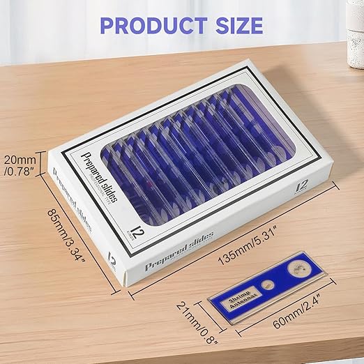 48Pcs Prepared Microscope Slides Specimen Animals Plants Flowers Sample Biological Specimen, Stereo Microscope Slide for Kids Children Students Enlighten Education