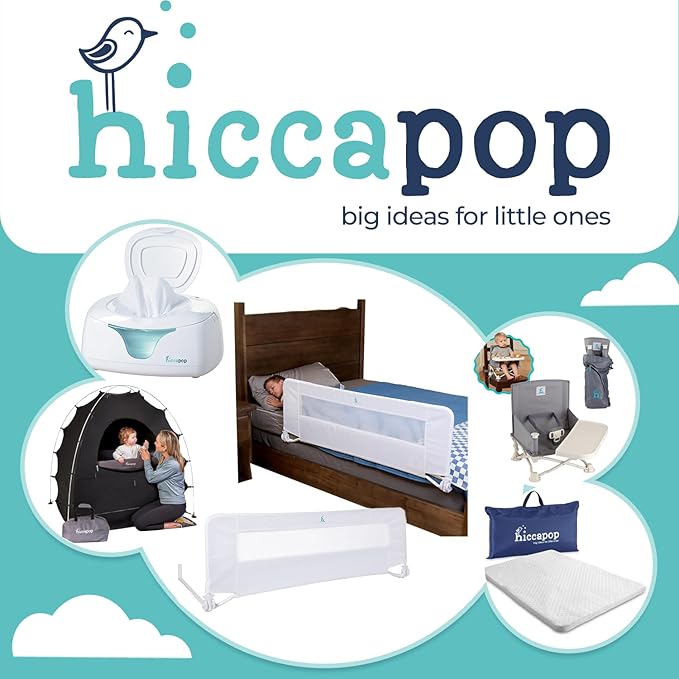hiccapop 57" x 19" Extra Long Bed Rail for Toddlers, Heavy Duty Swing Down Bed Rail Guard with Soft Mesh Cover Safely Fits Twin, Full, Queen Beds