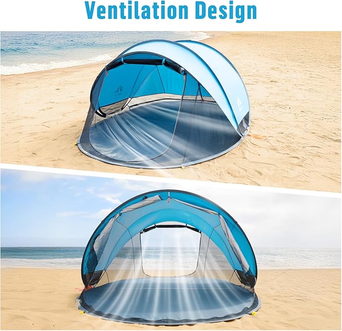 Night Cat Pop-up Beach Tent: Large Sun Shade Shelter for 2-4 Persons Picnic Sport Activities