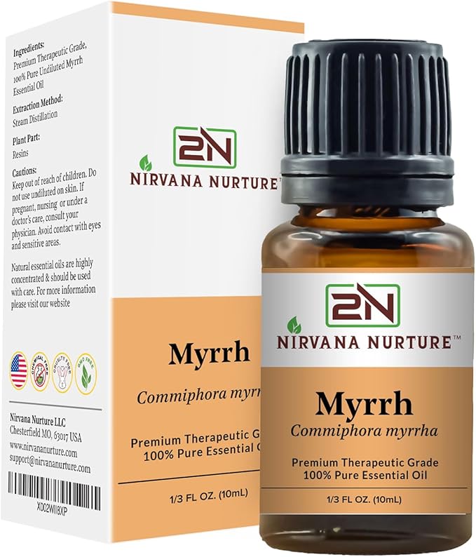 Myrrh Essential Oil 100% Pure Premium Therapeutic Grade, Undiluted - Aromatherapy Diffuser for Calm and Relaxation, Skin Care, Hair Care