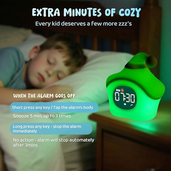 Star Alarm Clock with Night Light for Kids with Sleep Training and Sound Machine, Rechargeable Silicone Lamp OK to Wake Clock, Cute Animal Tabletop Lamp, Perfect Sleep Companion for Boys Girls, Blue