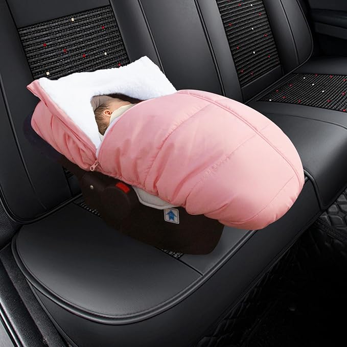 Fairy Baby Winter Car Seat Cover for Babies Carseat– Waterproof, Warm Car Seat Cover Baby – Universal Winter Cover for Back Seat, Infant Car Seat & Baby Carseat（Pink）