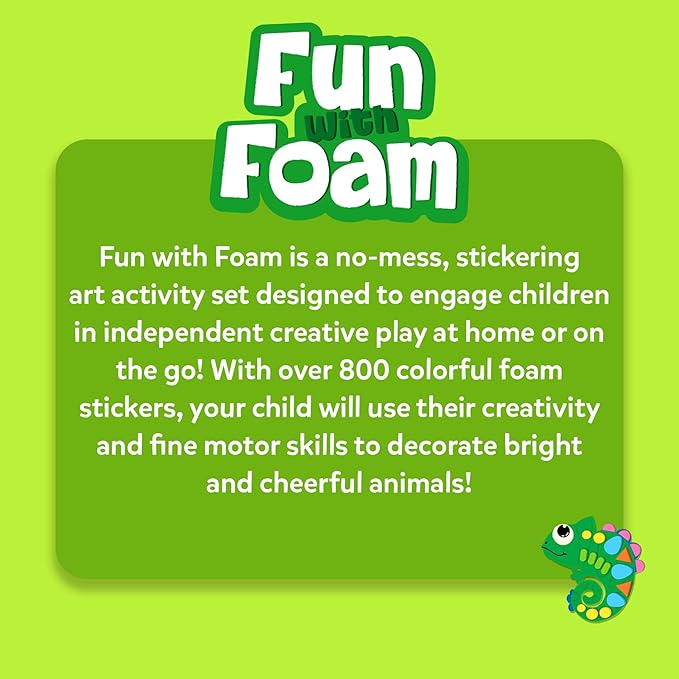 Skillmatics Foam Sticker Art Activity - Animals, Mess-Free Fun for Kids, 800+ 3D Foam Stickers, DIY Felt Craft Kits, Gifts for Boys & Girls Ages 3, 4, 5, 6, 7