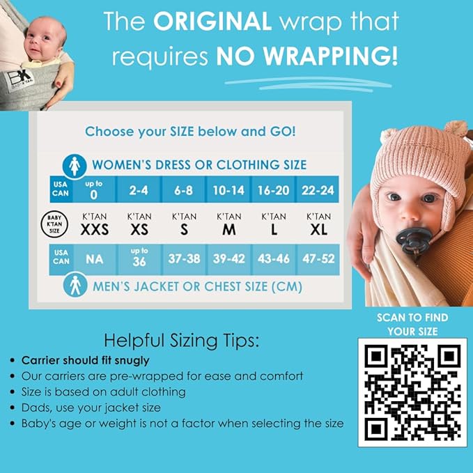 Active Oasis Baby K'tan Baby Carrier Wrap: #1 Easy Pre-Wrapped Baby Sling Gift | Breathable Sport Blend | UVA/UVB Infant Sun Protection | Promotes Safe Hygiene | Newborn up to 35lb (See Size Chart)