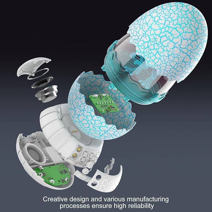 Kids Fun Alarm Clock with Night Light for Bedroom,16 Sleep Sounds Noise Machine& Bluetooth Speaker, 8-Color Dimmable Wake-Up Light with 10/30/60 Minutes Timer, Egg Decorative Light Gift for Boys Girls