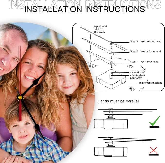 Generic Custom Clocks for Walls Personalized Picture Hanging Time Clocks That PVC Customized Round Silent Clock for Living Room Wedding Friend Family Lover, 12inch-30cm