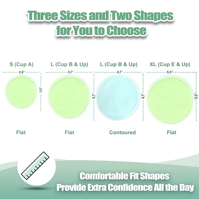 wegreeco Nursing Breast Pads (14 Pack)+Laundry Bag & Travel Storage Bag, 2 Sizes: 3.9/4.7inch - Washable & Reusable Breastfeeding Nursing Pads (Passion, Large, Daytime Use)