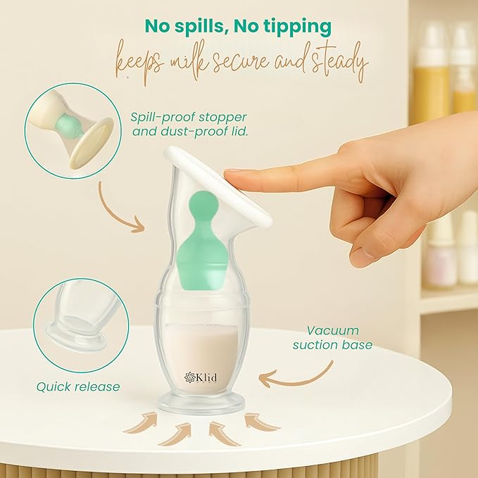 Manual Breast Pump - Breast Milk Collector - Manual Breast Milk Extractor - Breast Milk Extractor Pump - Breastfeeding Pump - Breast Milk Container with Lid and Stopper, BPA and PVC Free