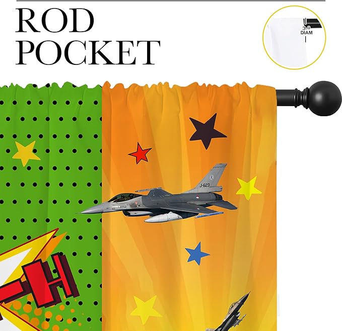 Superhero Rod Pocket Blackout Curtains for Boy Girl Bedroom, City War Explosion Comics Art Thermal Insulated Home Window Drapes for Living Room Darkening, 72x63 inch