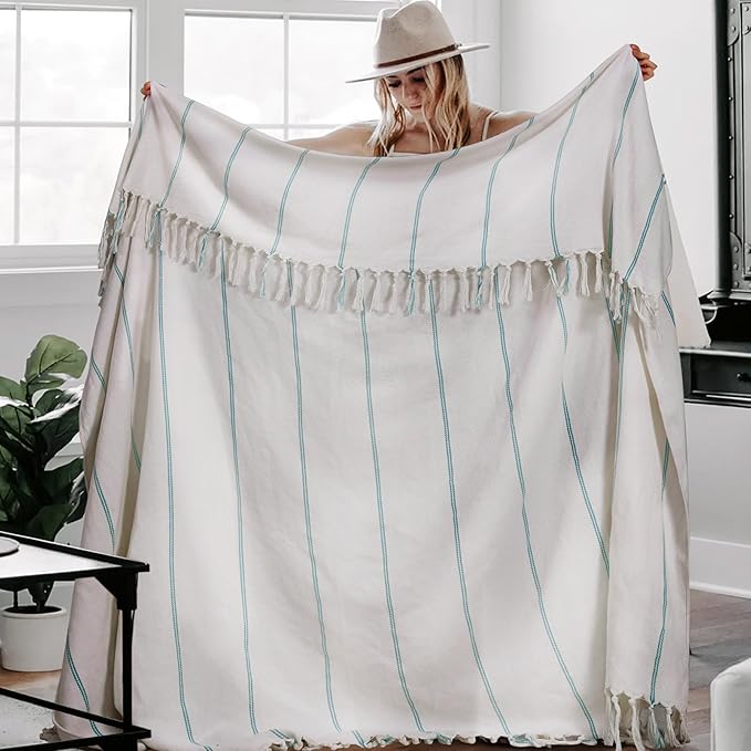 Large Cotton Turkish Throw Blanket Lightweight Breathable Home Decoration Women Birthday Gifts Ideal for Mom Grandma Wife Sister Girlfriend Her Boss Coworker Retirement New Home Hoursewarming
