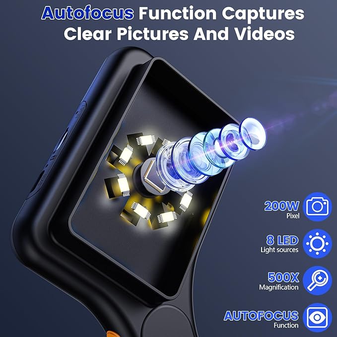 Microscope for Kids Adults - 3 Inch IPS Screen, Ahalfcit Digital Microscope, 500X Handheld Coin Magnifier, 3 Level LED Light, Compatible with Windows, Mac OS (D-Black)