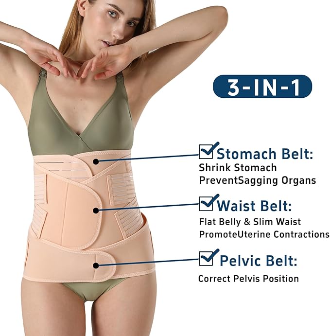 3 in 1 Postpartum Belly Band Post Partum for Women Abdominal Binder Surgery C Section Recovery Stomach Belly Wrap Belt