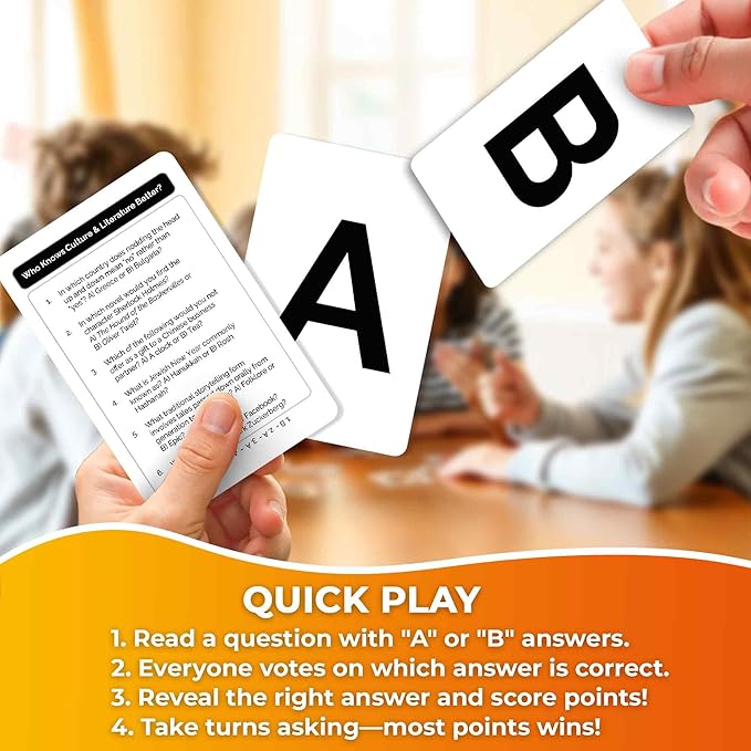 QUOKKA Board Games for Kids 8-12 and Family - Educational Card Game for Kids Age 12+ - Who Knows Culture and Literature Better? - 500+ Questions - Trivia for Family Game Night and Travel Fun