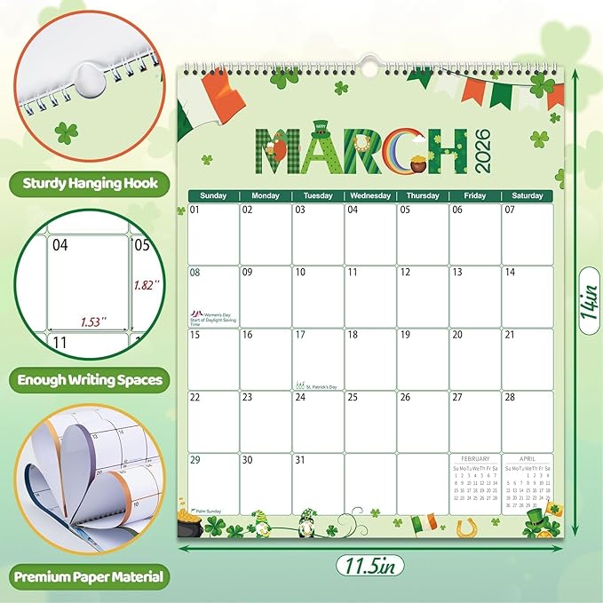 GuassLee Wall Calendar 2025-2026, Vertical Wall Calendar 2025, Jun. 2025 to Dec. 2026, 14" X 11" 19-Month Paper Hanging Planner Wall with Thick Paper for Office Home Planning & Organizing