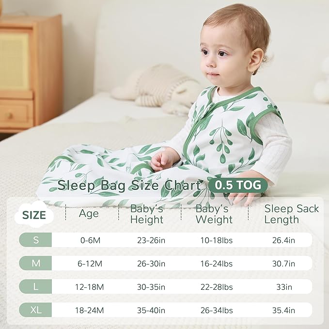 JELLYMONI Baby Sleep Sack 18-24 Months 100% Cotton Wearable Blanket, 0.5 TOG Soft Lightweight Toddler Sleeping Sack 3 Pack 2-Way Zipper Newborn Sleep Sacks