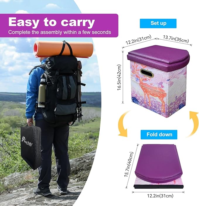 Upgrade XL Portable Toilet for Adults, Extra Large Portable Travel Floding Toilet, Camping Tall Toilets with Lid for Adults and Kids Compact Potty for Car,Hiking,Beach and Camping