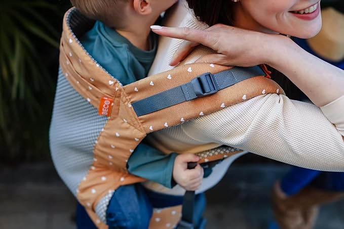 Beco Toddler Carrier - Breathable 3D Mesh Front-Carry & Backpack Style Carrier with Tall Supportive Back and Ergonomic Extra-Wide Seat for Children from 18months (20-60 lbs) - Cool Brick Heart