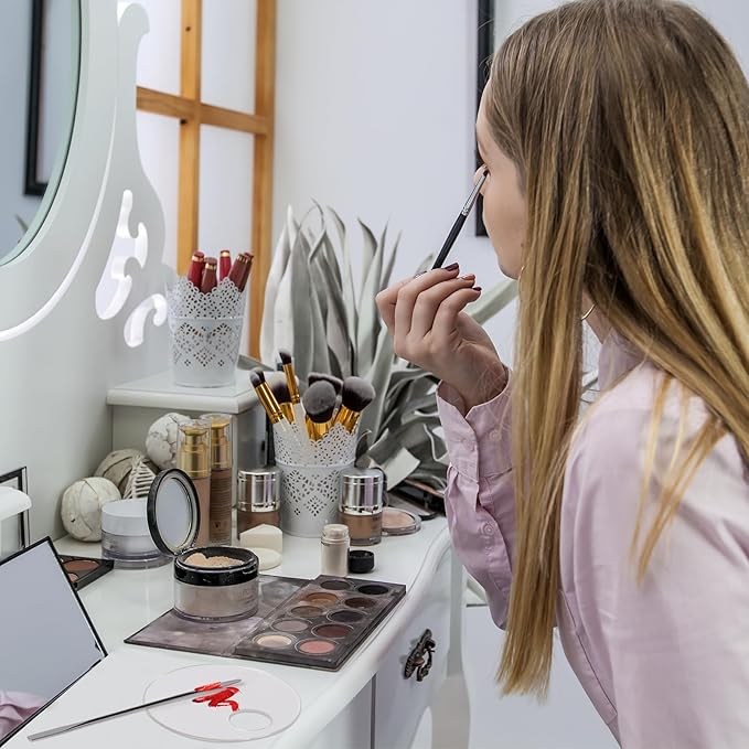 2 Pcs Makeup Palette Tray Clear Makeup Mixing Tray Cosmetic Palette Acrylic with 2 Pcs Spatula Tool Foundation Mixing Palette Cosmetic Palette for Mixing for Nail Art Foundation Shadow