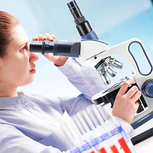 Swift SW350T Compound Trinocular Microscope,40X-2500X Magnification,Two-Layer Mechanical Stage,with 5.0 mp Camera and Software Windows/Mac Compatible and 5 PCS Prepared Slides and 5 PCS Blank Slides