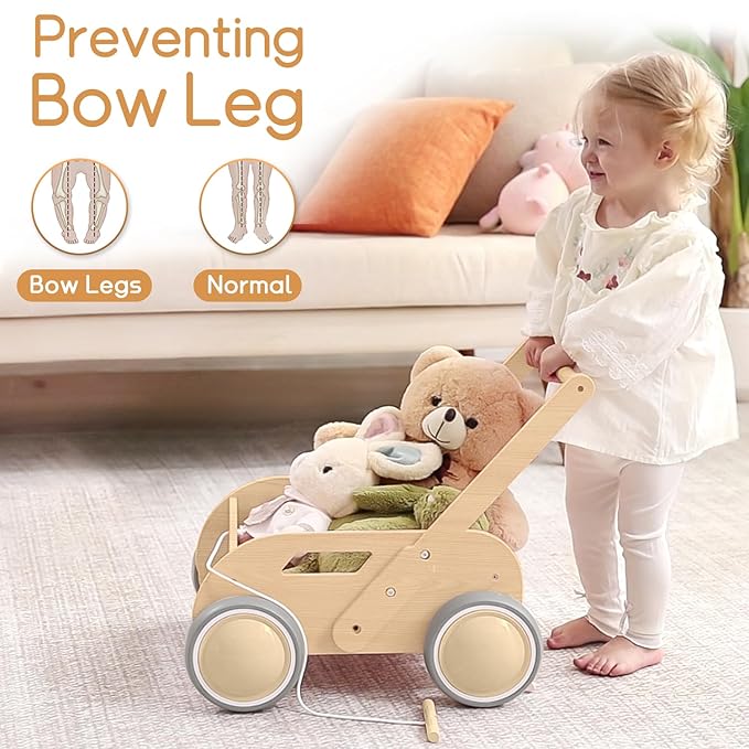 2025 HOMEKOL Wooden Baby Walker, Baby Walker, Adjustable Speed for Boys and Girls, Baby Activity Center, Birthday, Christmas and New Year's Gift, Log Color
